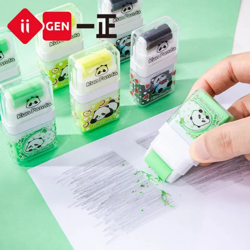 Pencil Eraser 3pcs Creative Cute Animal Kun Panda Roller Eraser Cartoon 2 in 1 Eraser Kids School Office Correction Rubber Supplies