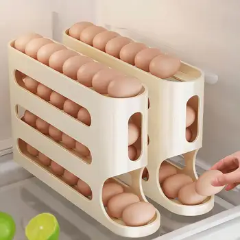 냉장고용 공간 절약형 계란 보관함, 4 단 기울어진 디자인, 냉장고용 계란 정리함 정리함