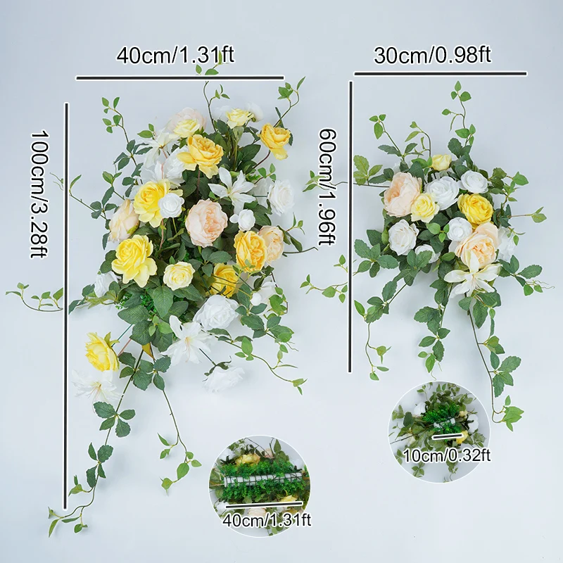 Yellow and White Floral Hanging Arrangement with Greenery – Wedding and Event Decor Prop
