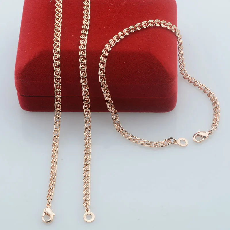Chain Necklace Bracelet Snail Set Jewelry Women Men 585 Rose Gold 3mm 5mm Wide rose gold necklace rose gold necklaces