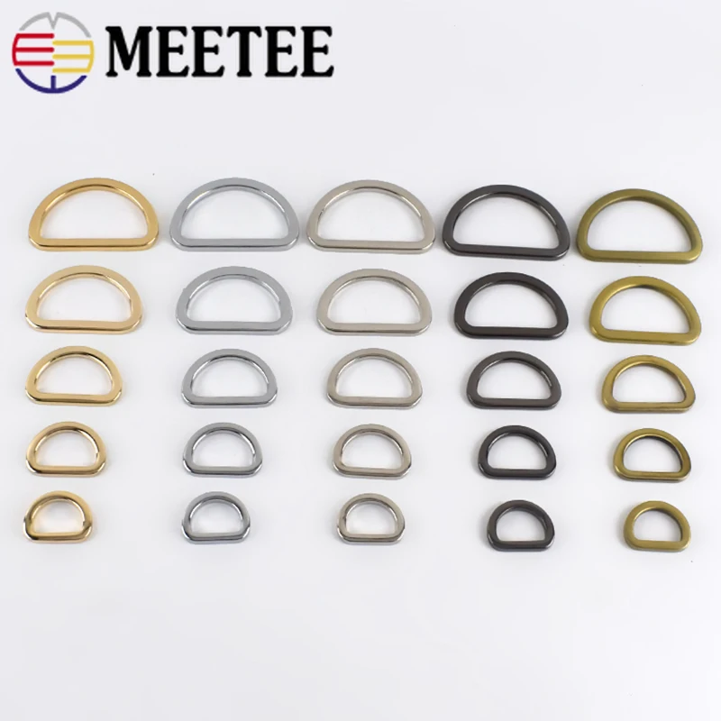 5pcs Meetee 16/20/25/32/38mm O D Rings Metal Belt Buckles for Bag Strap