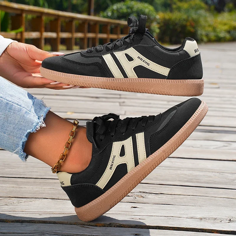 Mix Color Women's Autumn Sneakers Fashion Splicing Flat Heel Vulcanized Shoes Female Lace-Up Non-Slip Pu Leather Casual Shoes 3
