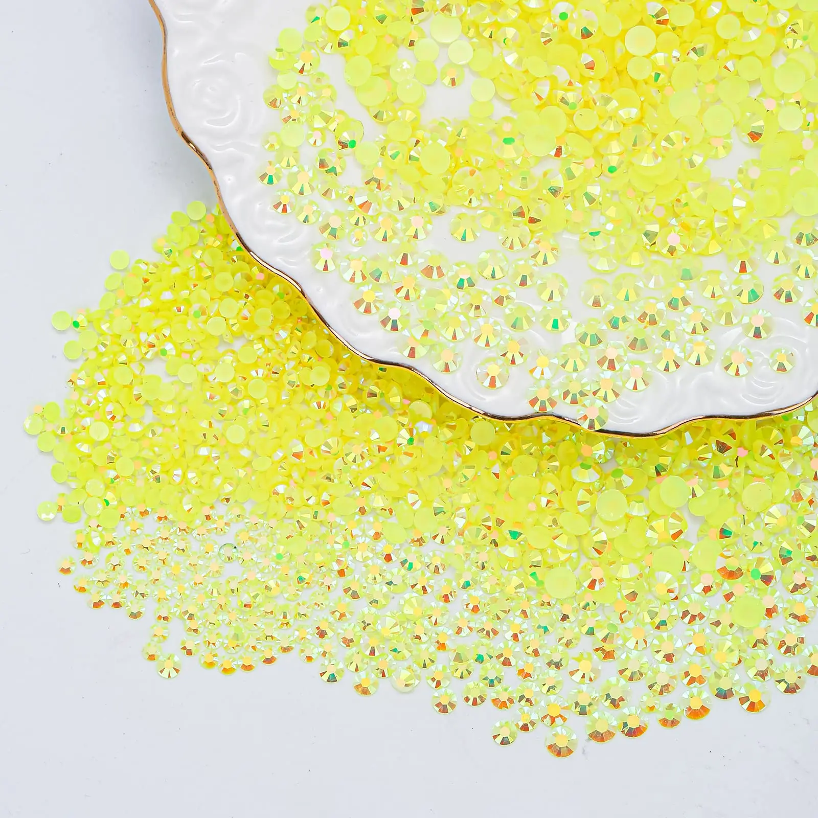 Vibrant Yellow Orange Resin Rhinestones - 2-5mm Flatback Glitter for Clothing and Nail Art Decoration