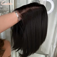 Perruque courte bob 10-12 pouces, 13x6 HD Lace Frontal, lisse comme un bâton, sans colle, pré-coupée, avec closure 5x5, prête à porter, en cheveux humains 1
