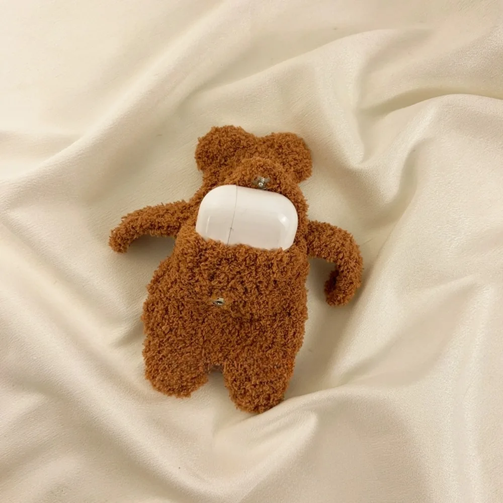 Little Bear Earphone Storage Bags Handmade Woven Homemade Plush Thread Crochet Cute Teddy Bear Bluetooth Headset Bag Pendants