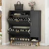 Shoe Rack Cabinet, Free Standing Shoes Storage Organizer Cabinet with 2 Flip Drawers, Entryway Narrow Shoe Rack Storage 4