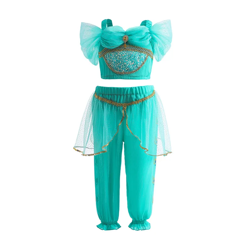 

Girls Arabian Princess Costume Jasmine Dress for Carnival Children Aladdin Lamp Fancy Outfit Girl Birthday Party Clothes 2 Packs