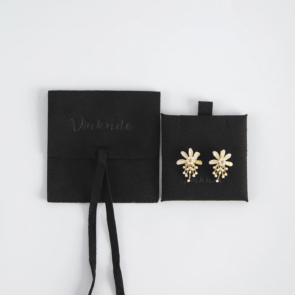 Maßgefertigter Mikrofaser-Schmuckbeutel aus Wildleder, Kleiner Samtbeutel für Schmuck, Ohrringe, Ringe, Halsketten, Verpackung & Präsentation, Geschenkbeutel mit Karte – Detail 12