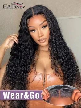 5x7 Glueless Human Hair Wigs Brazilian Water Wave Lace Front Wigs For Women Curly Wigs 100% Human Hair Ready To Go Wear Plucked