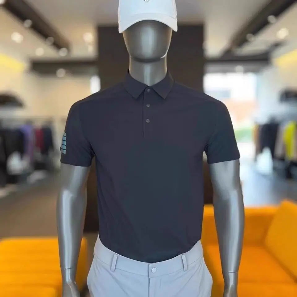 AMAZINGCRE New Men's Golf Simple Lapel Short-sleeved T-shirt Quick-drying Breathable Elastic Versatile Sports Top