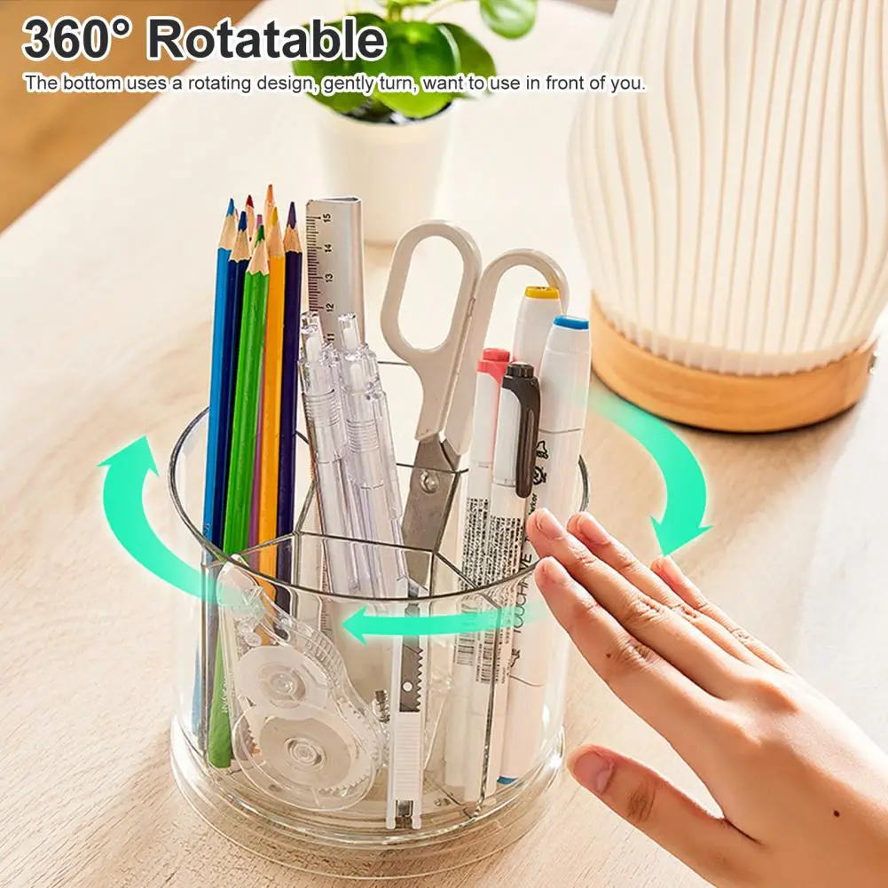 School Supplies Pen Holder Large Capacity 360 Degree Rotating Easy Access Multifunctional Makeup Brush Holder Organizer