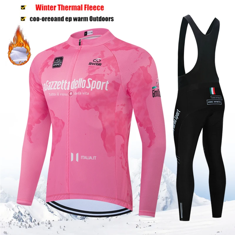 Winter Tour De Italy D'ITALIA Cycling Clothes Men's Blouse Uniform Costume Bike Fleece Jersey Sports Set Bicycle Clothing 2026