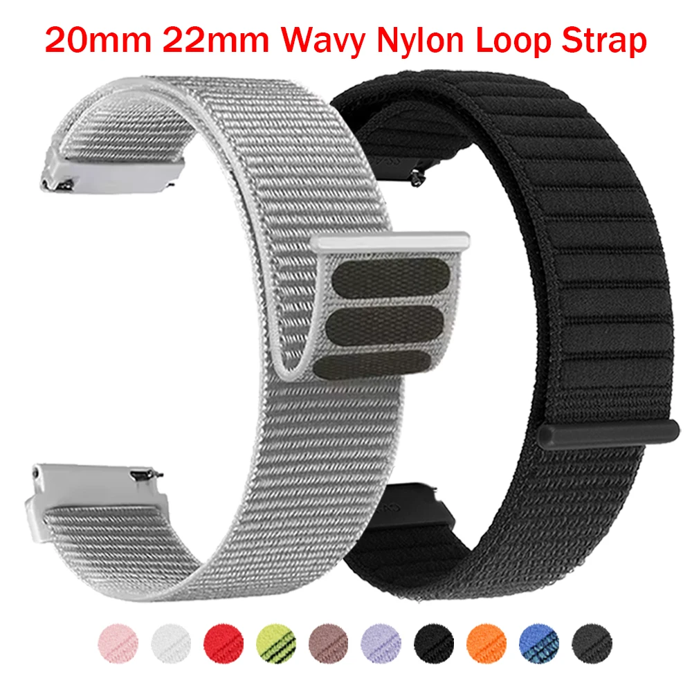 Breathable Nylon Wavy Loop Watchband, 20mm/22mm – Versatile Replacement Bracelet