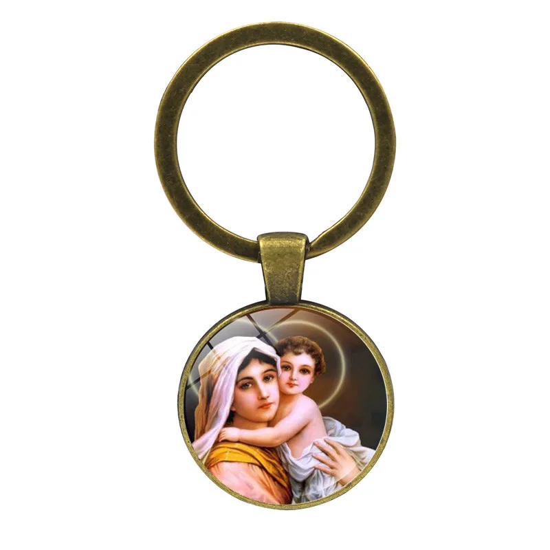 Heißer Verkauf Modeschmuck Kuppel Glas legierung Schlüssel bund Jungfrau Mary Retro einzigartiges klassisches Geschenk