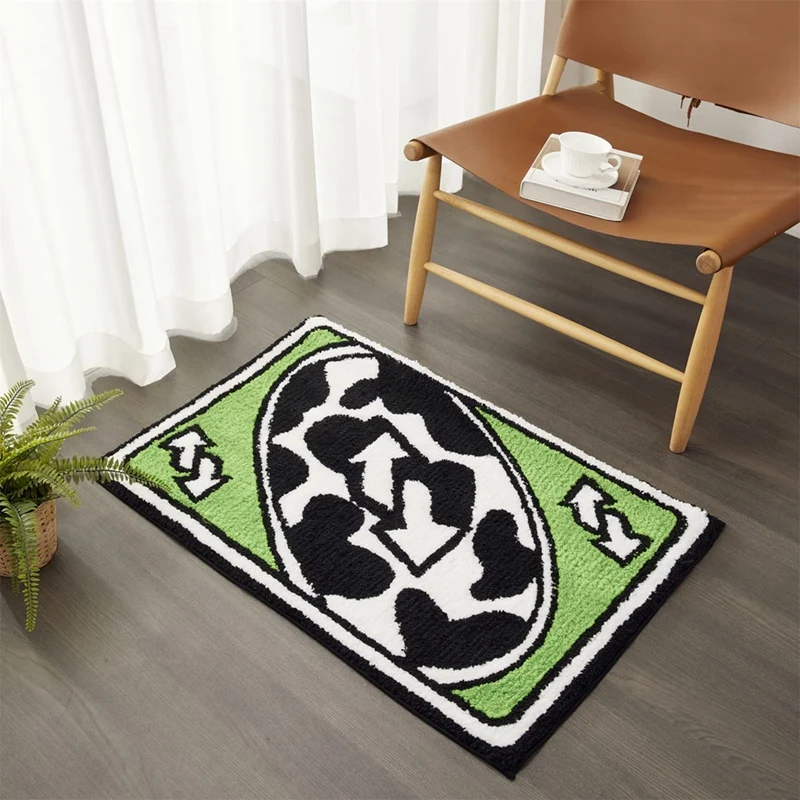 For UNO Card Rug, Funky Aesthetic Throw Area Rugs Non Slip Washable, Modern Abstract Cute Unique Bathroom Bedroom Rugs Durable 5