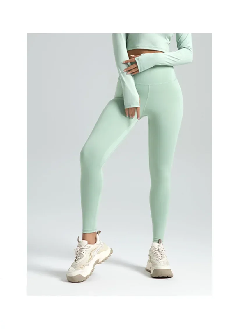 Damen-Leggings mit neun Punkten Länge, hohe Taille, einfarbig, Yoga-Sporthose, hochelastische Leggings, Lauf-Fitnesshose, 3XL – Detail 12