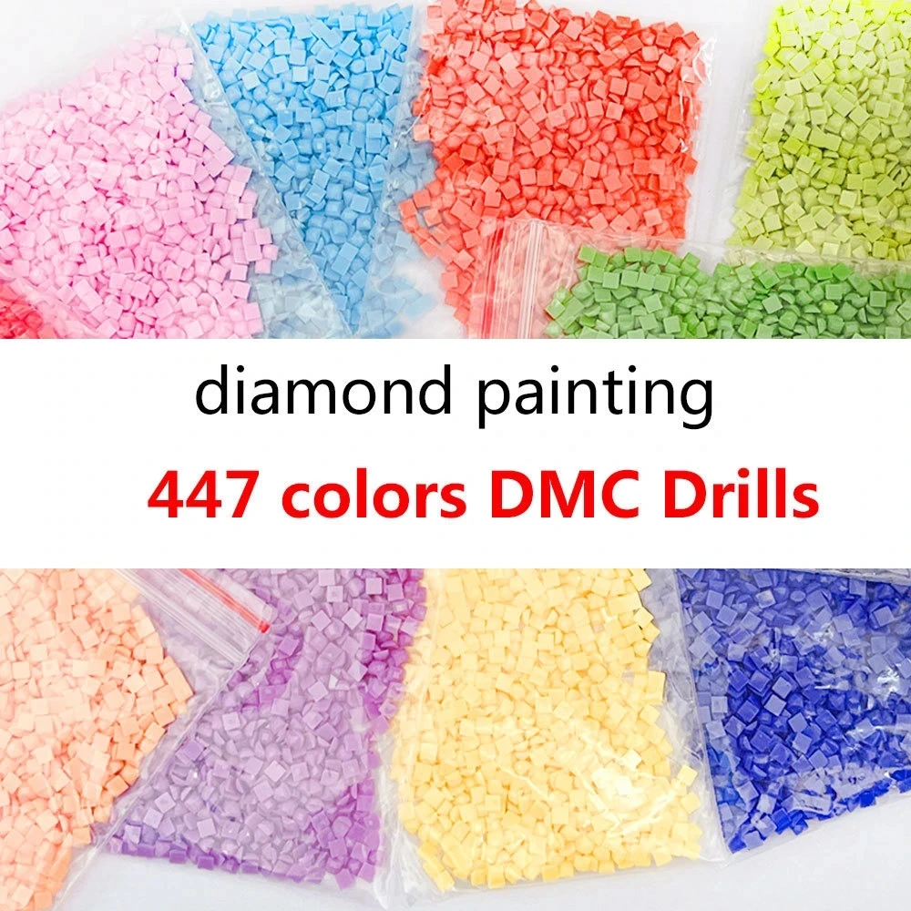 Wholesale DMC 447 Colors Full Round/Square Drill Diamond Rhinestone,Diy  Diamond Painting Sale Full Stone Crystal Beads Accessory