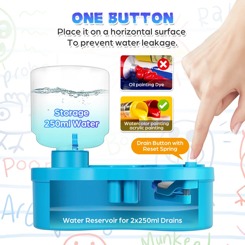 페인트 브러시 클리너 그림 용품 배수 및 브러시 홀더 도구 아크릴 수채화 수성 코팅 아이 선물