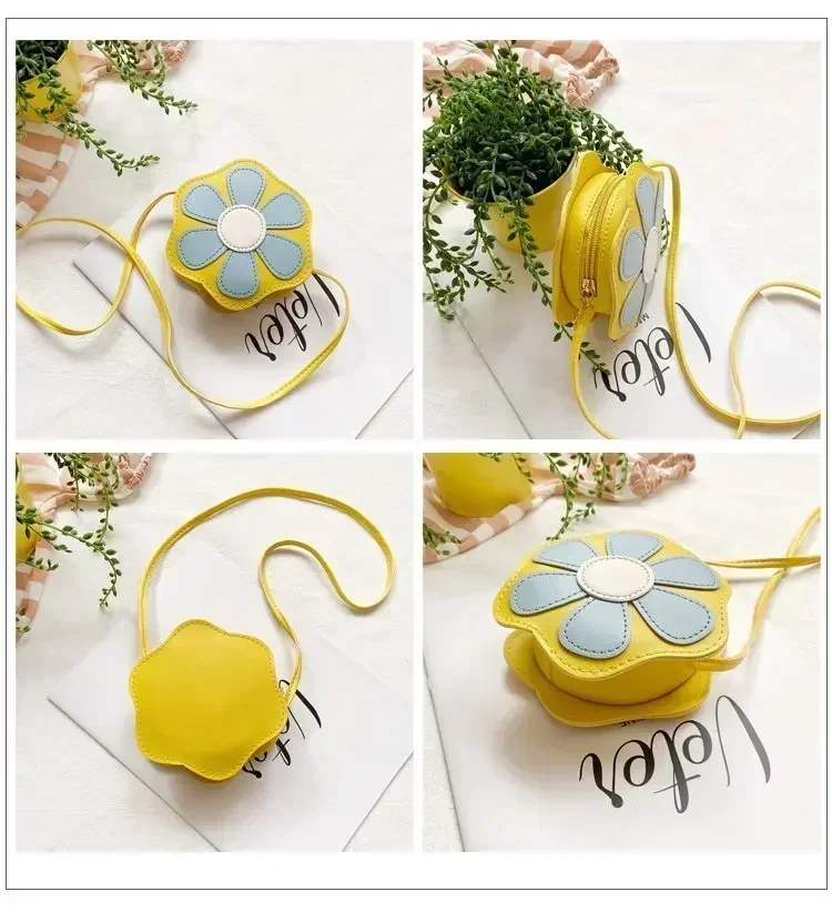 Girls Cute Flower Shoulder Bag Coin Purse Coin Pouch Wallet Kids Mini Crossbody Bag Handbags Casual Bags Children Messenger Bag - 6