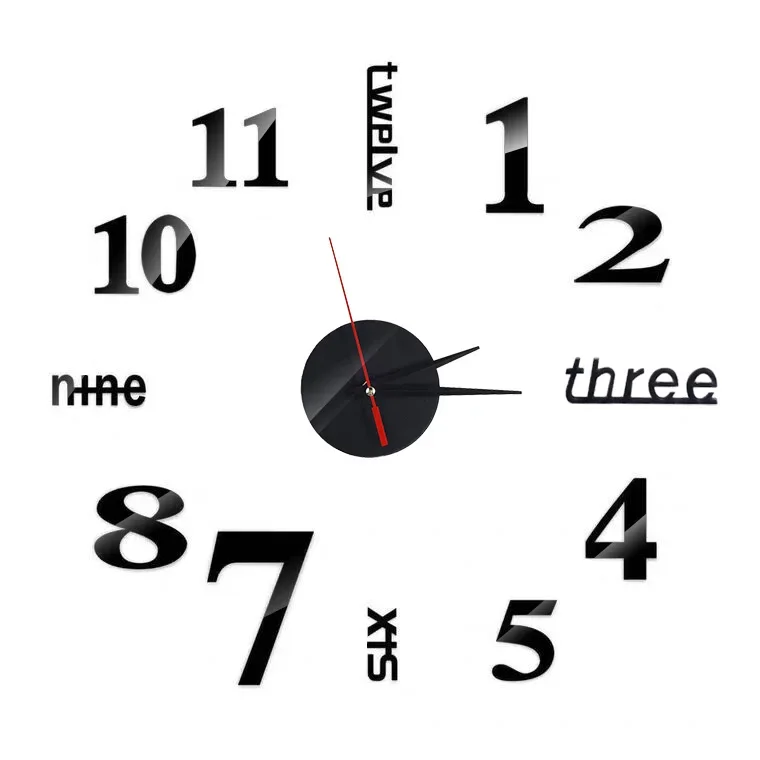3D Roman Numeral Wall Clock Modern Design DIY Digital Wall Clocks Acrylic Mirror Watches Sticker for Home Living Room Decoration