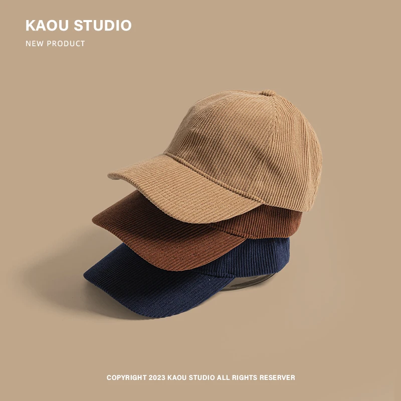 Spring and Autumn Retro Casual Solid Color Corduroy Baseball Cap Men Women Versatile Face Small Soft Top Warm Baseball Cap 4