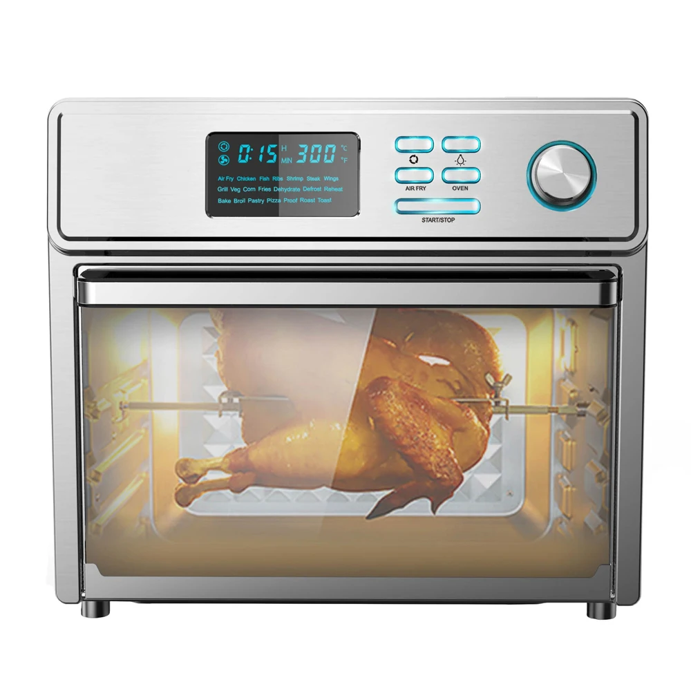 stainless steel soundproof test box oven tight door lever handle lock Shiren Professional Rotisserie and Dehydrator air fryer oven 1700W 25L stainless steel electric new cooking machine