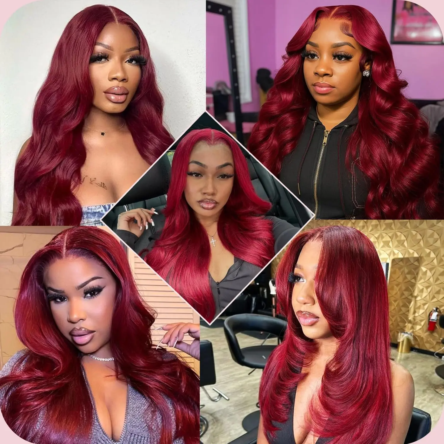 Burgundy Lace Front Wigs Human Hair 13x6 180 Density 99J Body Wave Lace Frontal Human Hair Wigs 100% Pre Plucked 30 Inch 5x5 4X4