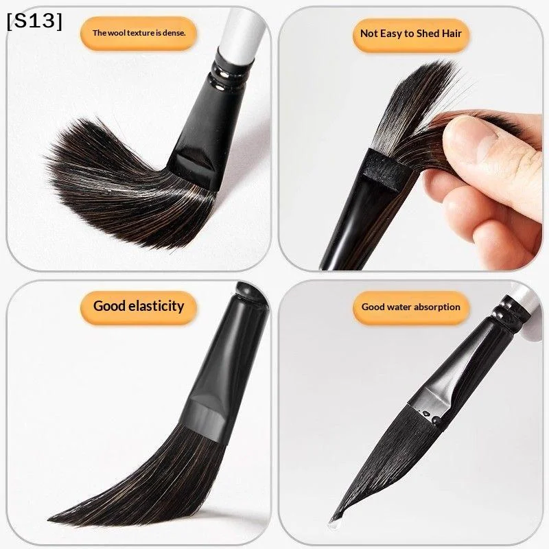1/4Pcs 손으로 그린 ??드로잉 브러쉬 풀 와이어 페인트 브러쉬 구아슈 나일론 헤어 나이프 모양의 수채화 펜 수채화 펜[S13]
