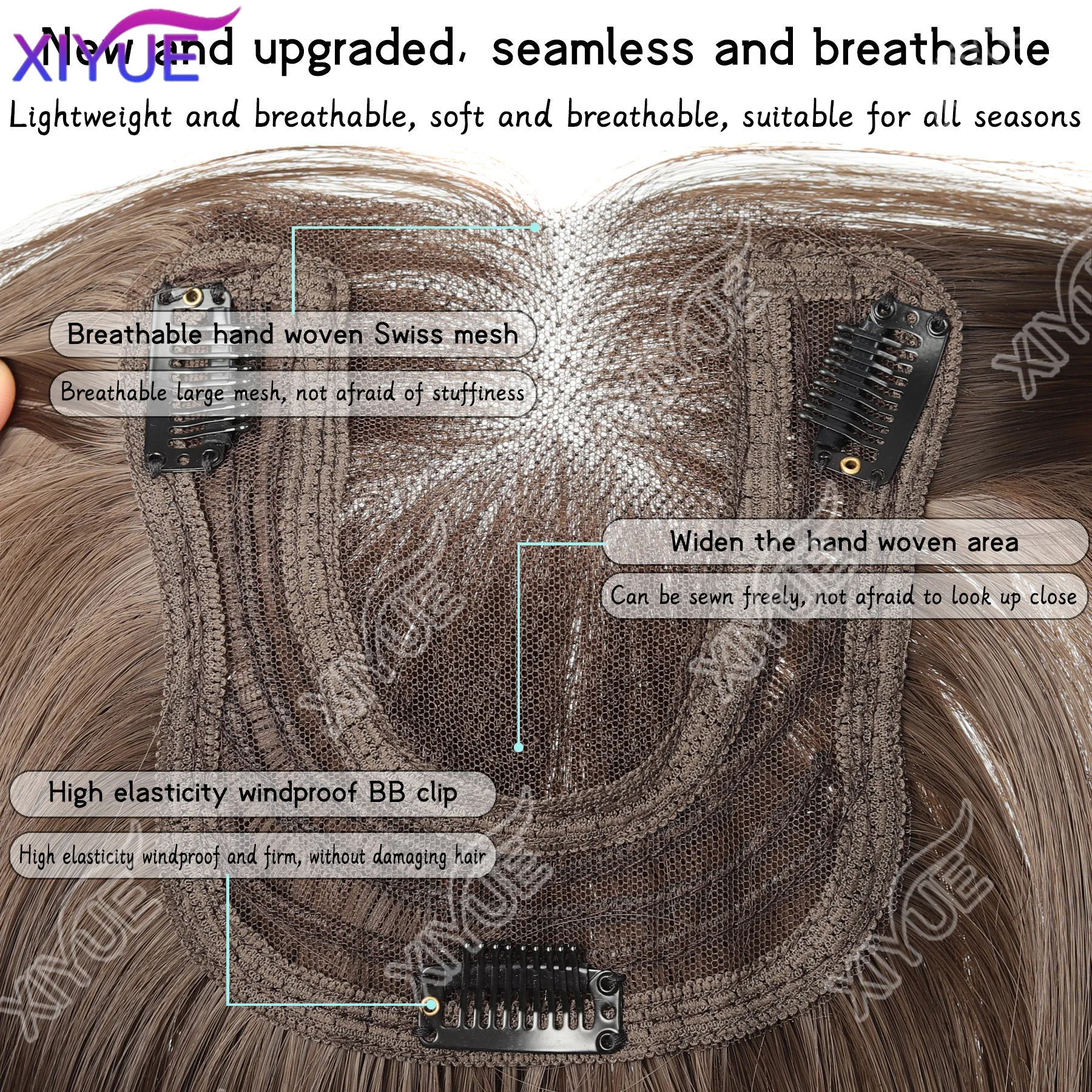 Synthetic Long Straight Layered Hair Wig Clip in Hair Extensions Natural Fluffy Head Top Fake Hair Piece with Bang Clip