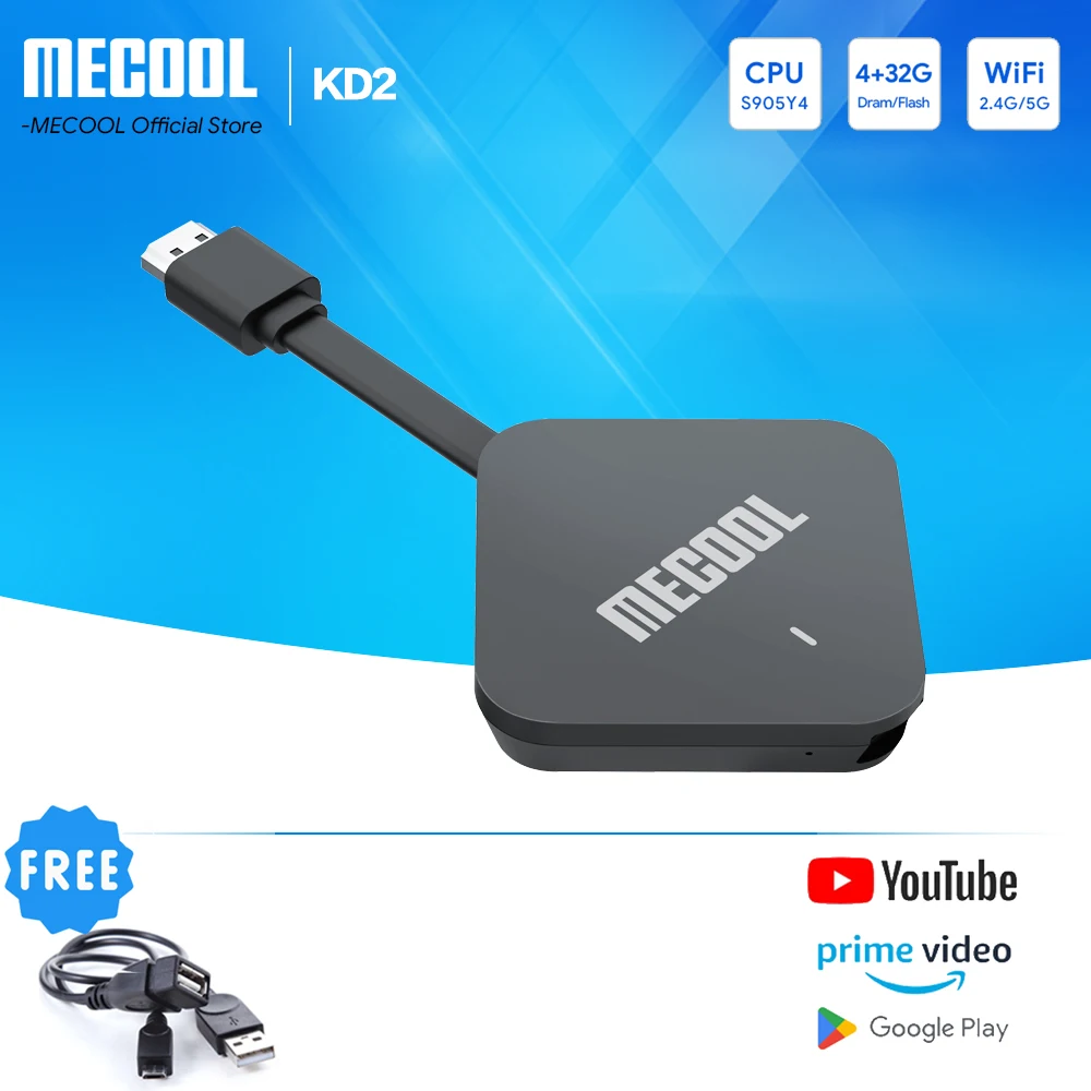 MECOOL 2022 ATV KD2 Global Version Versio Amlogic S905Y4 TV Stick Android 11 4GB 32GB Dual WIFI Google Certified TV Box BT 5.0