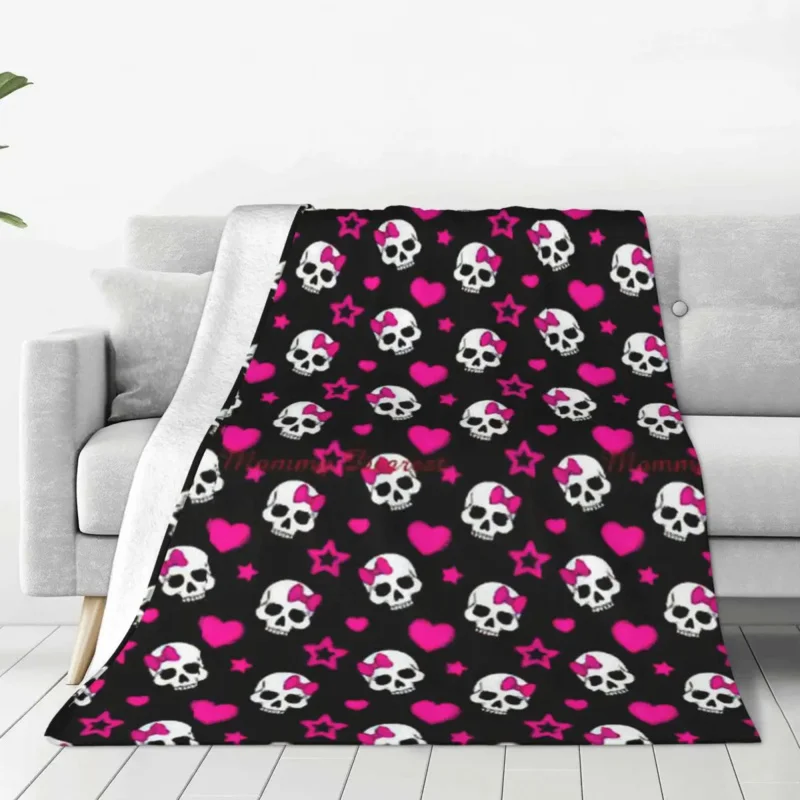 

Gothic Pink Skull Fuzzy Blankets Fashion Throw Blankets for Home 200x150cm
