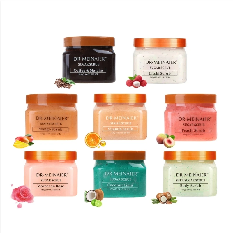 

DRMEINAIER Fruit Sea Salt Body Scrub Exfoliating Anti-Acne Whiten Brightening