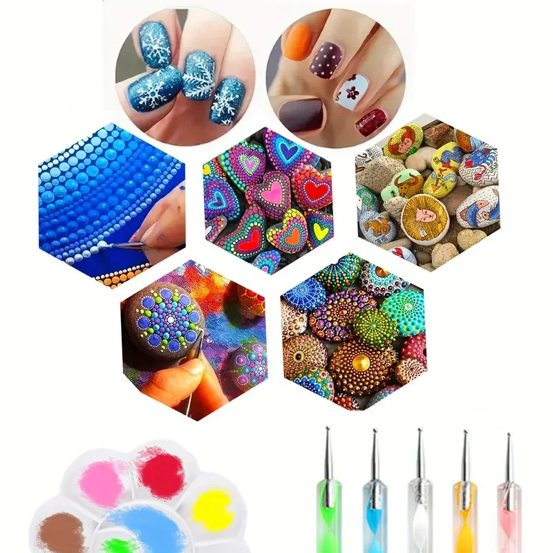 16PCS DIY Mandala Dotting Tools,for Painting Rocks Mandala Rock Painting Kit with Stencil,Acrylic Rods,Double Sided Dott