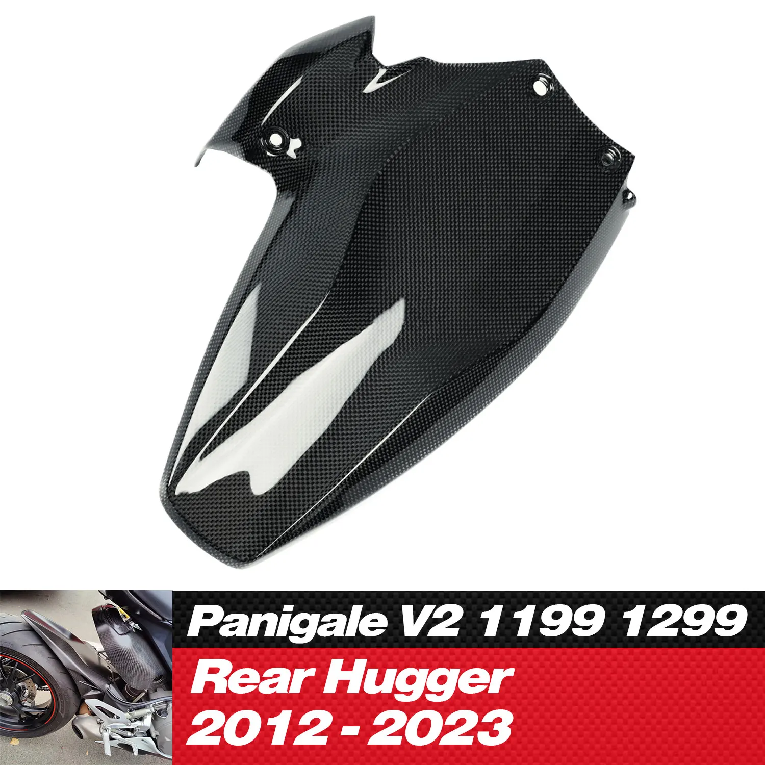 

Gokom Carbon Fiber Rear Hugger Mudguard Fender For Ducati Panigale V2 1199 1299 2012 to 2023 Streetfighter V2 2022-2023