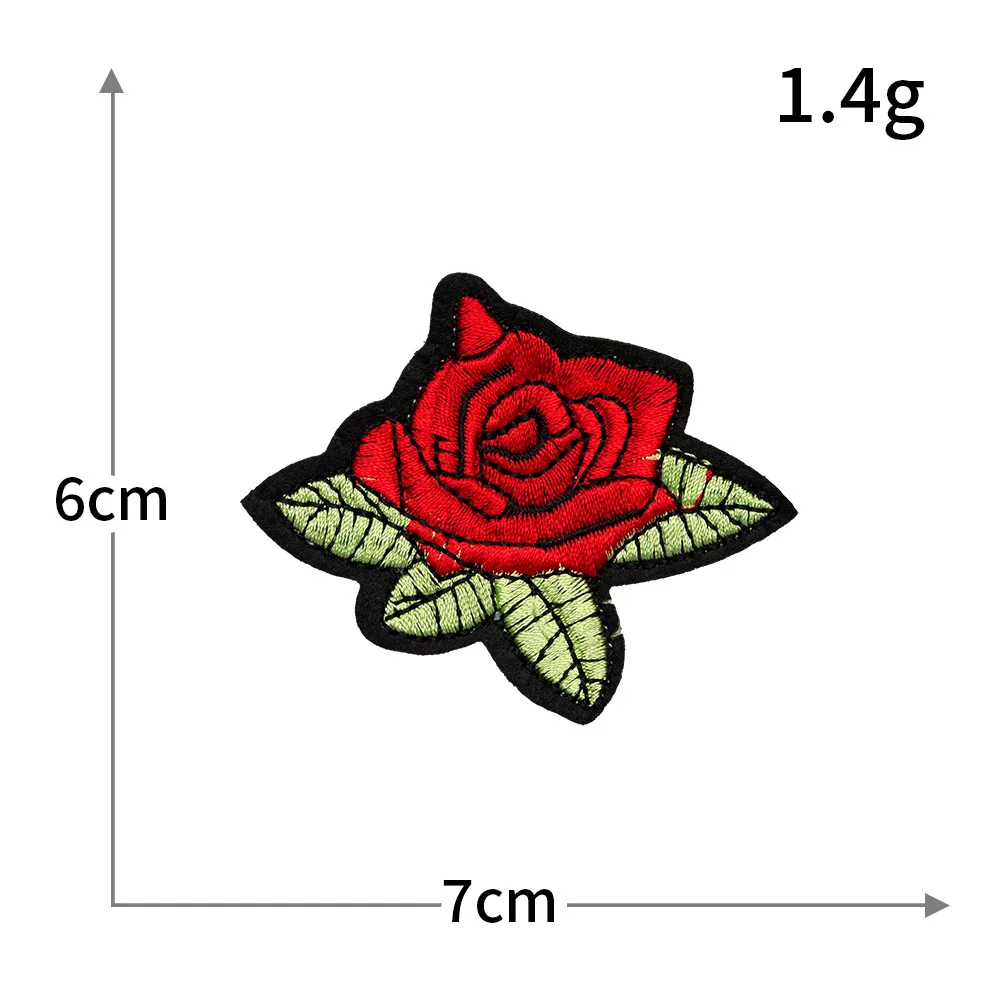 Red Rose Embroidery Patch - Decorative DIY Cloth Accent for Fashion & Accessories