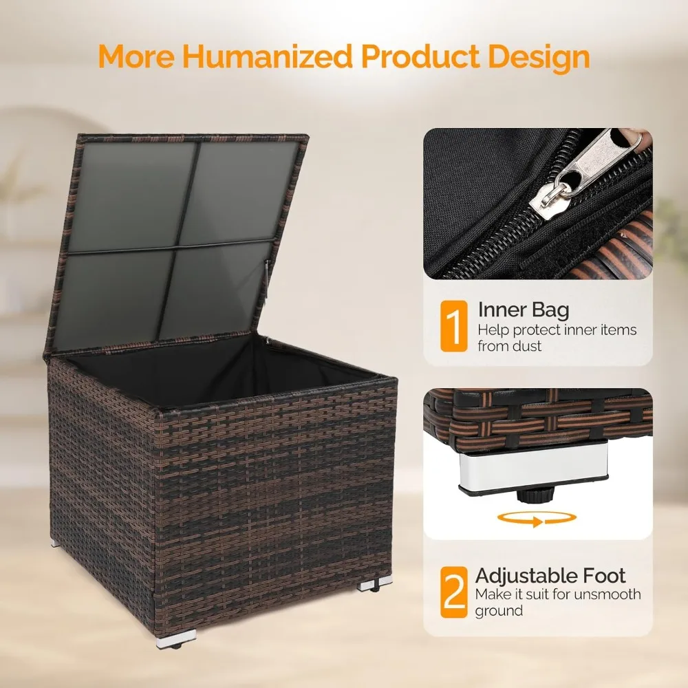 88 Gallon Outdoor Rattan Deck Box 4