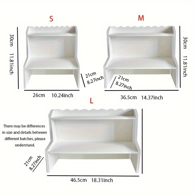 1Pc Double-Layer Desktop Organization Rack, Wood Fiber Board Painted Rectangular Storage Rack for Dormitory, Home, School and Office Display 6
