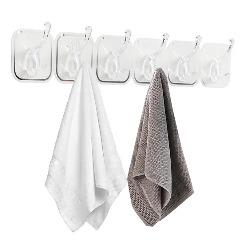 

Adhesive Hooks Multi Purpose Storage Hooks Wall Mounted Coat Towel Rack Clothing Door Hanger Kitchen Bathroom Accessories