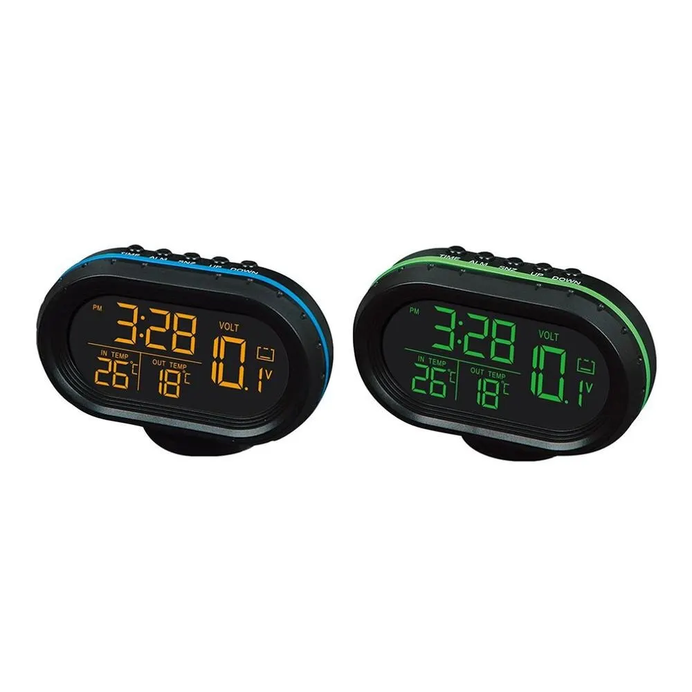 

Multi-function Car Temperature Clock Voltmeter Vehicle Thermometer Electronic Clock Car Night Light Clock Supplies Dropshipping