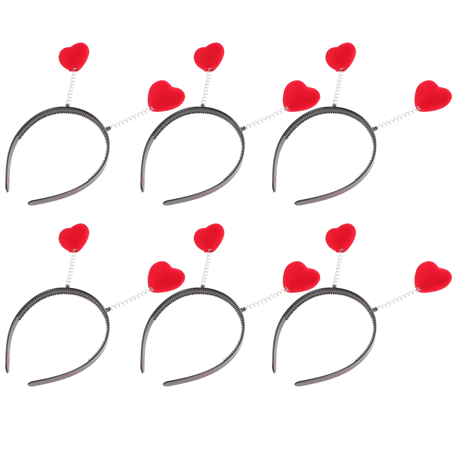 6 PCS Heart Boppers Valentines Day Hair Accessories Flocking Hoops Three-dimensional