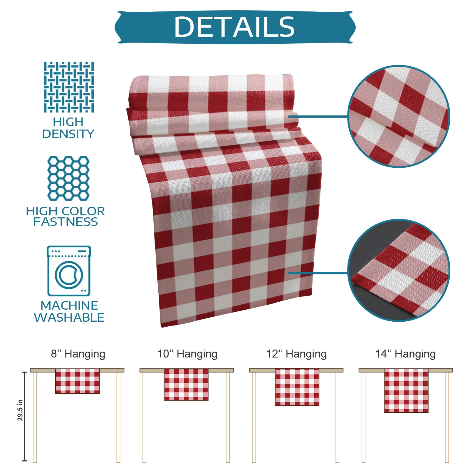 Pastoral Style Red White Plaid Linen Table Runners Kitchen Table Decoration Dining Runner Wedding Party Supplies