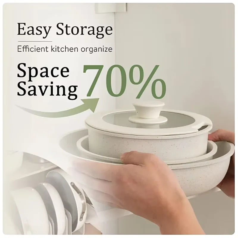 Premium 17 PCS Cookware Removable Pots and Pans Set