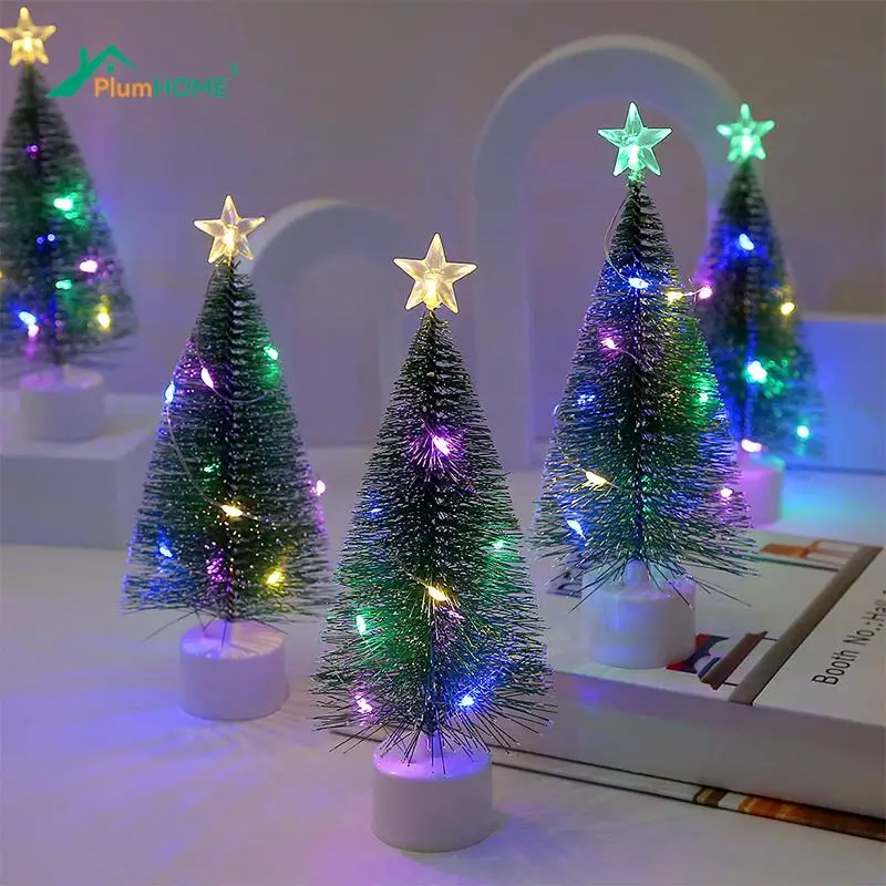 Led Christmas Tree Decorations Desktop Miniature Light Home Decor Mini Luminous Christmas Tree DIY Ornaments for Office Party christmas tree ornaments mini christmas tree christmas house ornaments