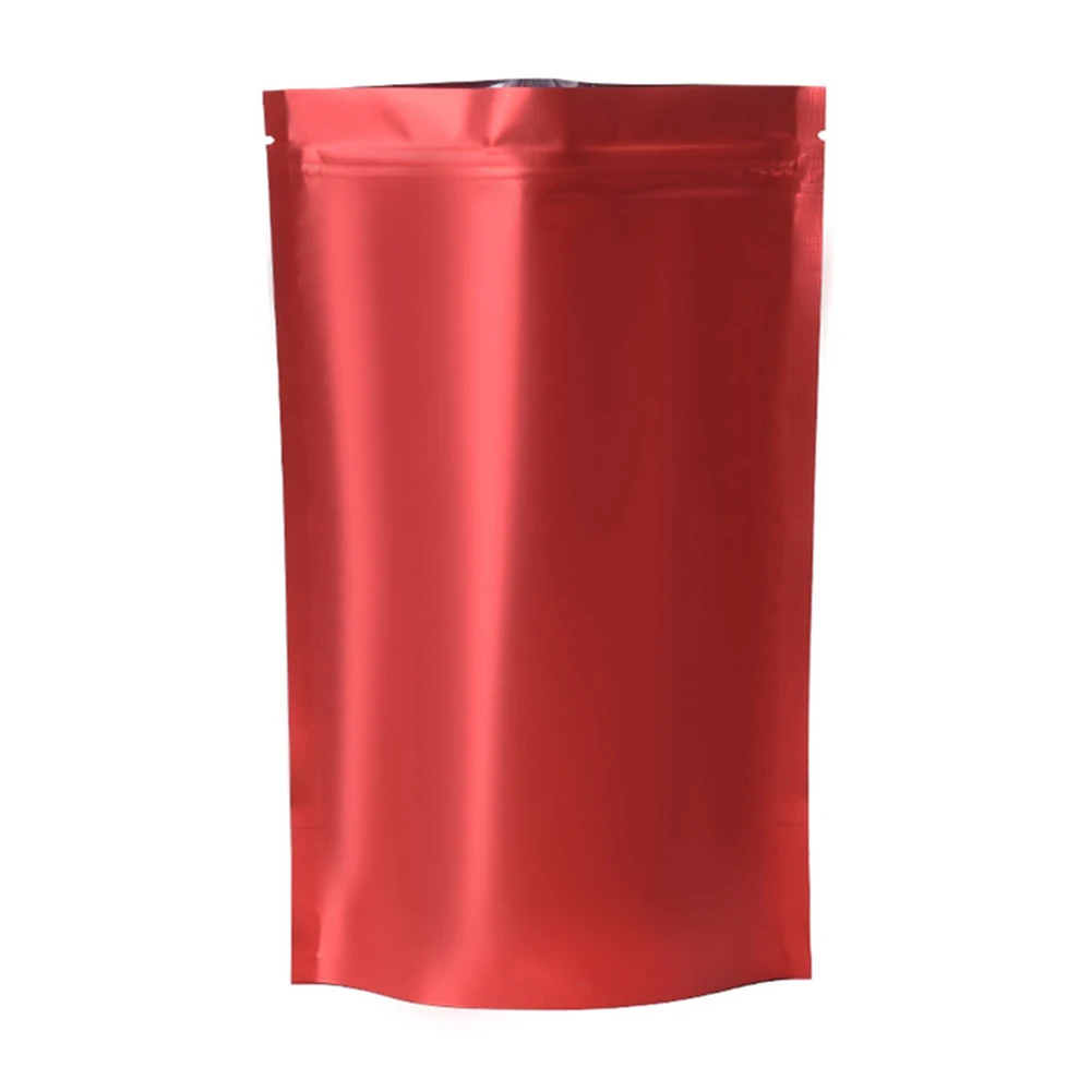 Matte Mylar Foil Stand Up Zip Lock Reusable Food Storage Pouches - 100 Pack