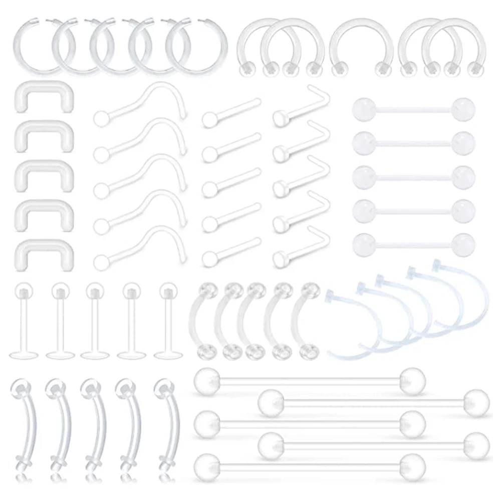 Clear Piercing Retainers Septum Retainer Studs Flexible Lip Ear Nose Tongue Ring Nipplering Cartilage Rook Daith Horseshoe