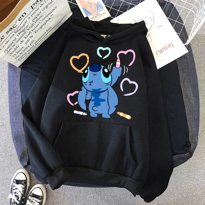 thumbnail image 1 of Sudaderas con capucha de Disney Stitch para mujer, sudadera Harajuku de los 90, ropa de calle de Manga, Unisex, 1 of 5