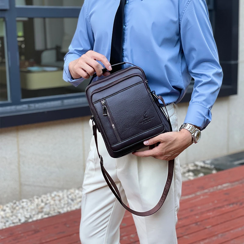 Borsa A Tracolla Da Uomo Casual Da Uomo In Pelle Solida Di Grande Capacità Borsa Bolso Hombre Sacoche Homme Per Uomo