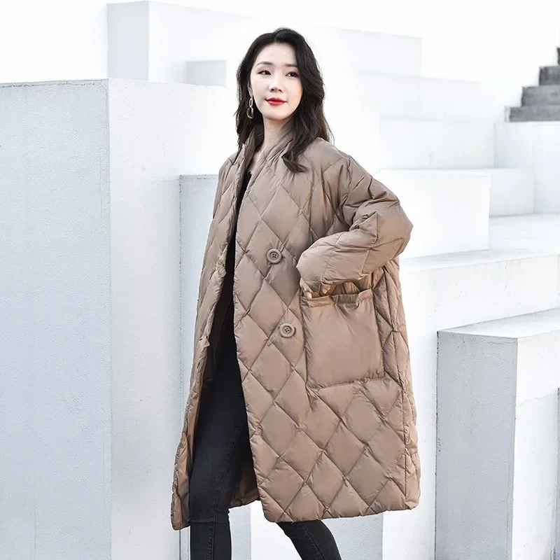 2024 New Women Down Jacket Winter Coat Female Mid Length Version Parkas Loose Thick Warm Outwear Fashion Leisure Time Overcoat