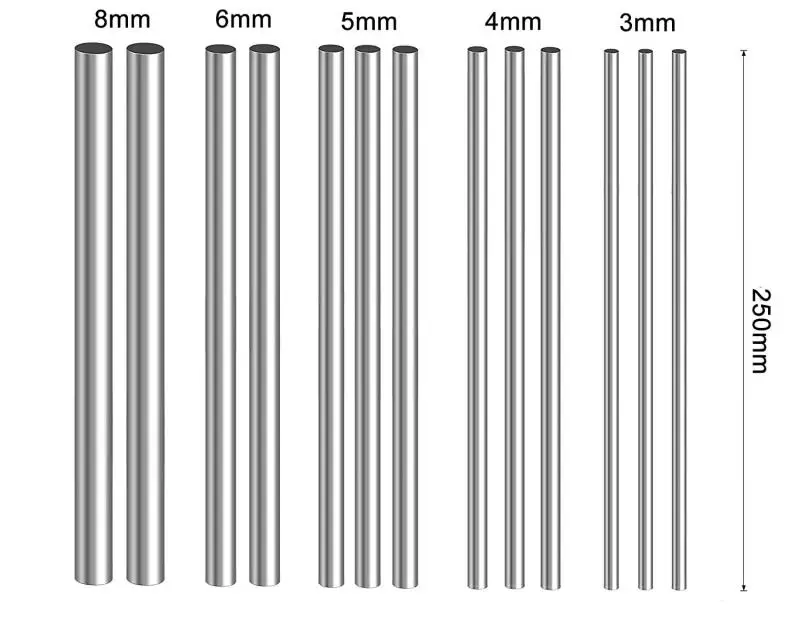 304 Stainless Steel Rod 2mm 2.5mm 3mm 4mm 5mm 6mm 8mm 10mm 14mm linear shaft metric round rod 125mm 200mm 250mm 330mm 500mm Long