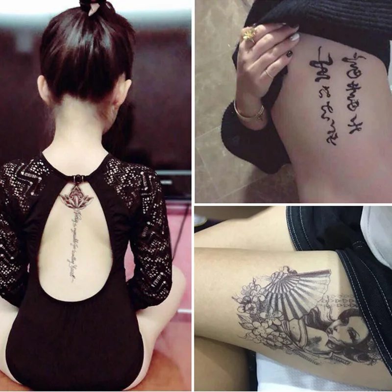 Flower Arm Temporary Tattoo Stickers Big Flower Rose English Body Arm Chest Mark-covering Waterproof Simulation Tattoo Stickers